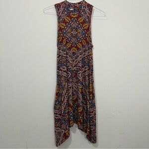 Anthropologie Maeve Dress Size S Lilt Mock Neck Swing Aztec Print Stretch Boho